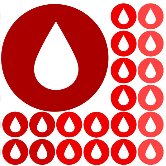 900 Colourful Mini Red Tone Droplets Dot 10mm Glossy Spot Stickers - Journal Tracker Stickers