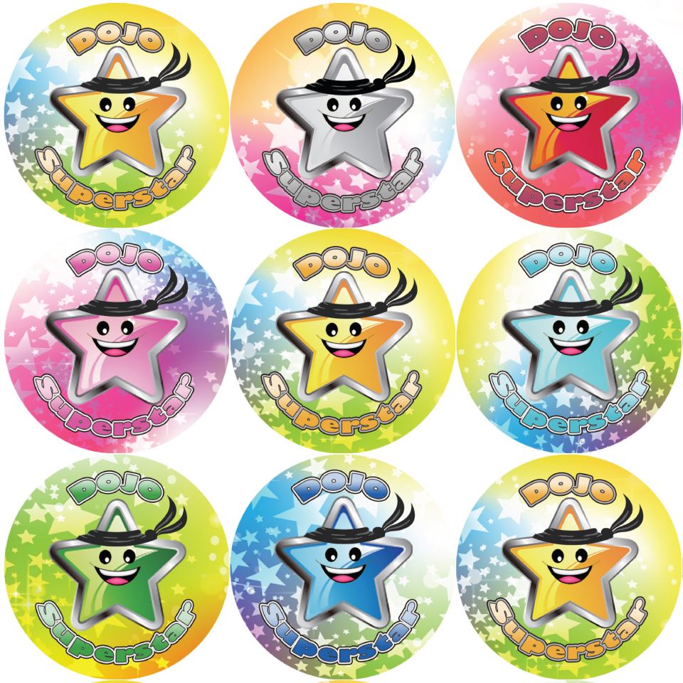 144 Dojo Superstar 30mm Reward Stickers for Teachers, Parents and Party Bags