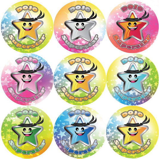 144 Dojo Superstar 30mm Reward Stickers for Teachers, Parents and Party Bags