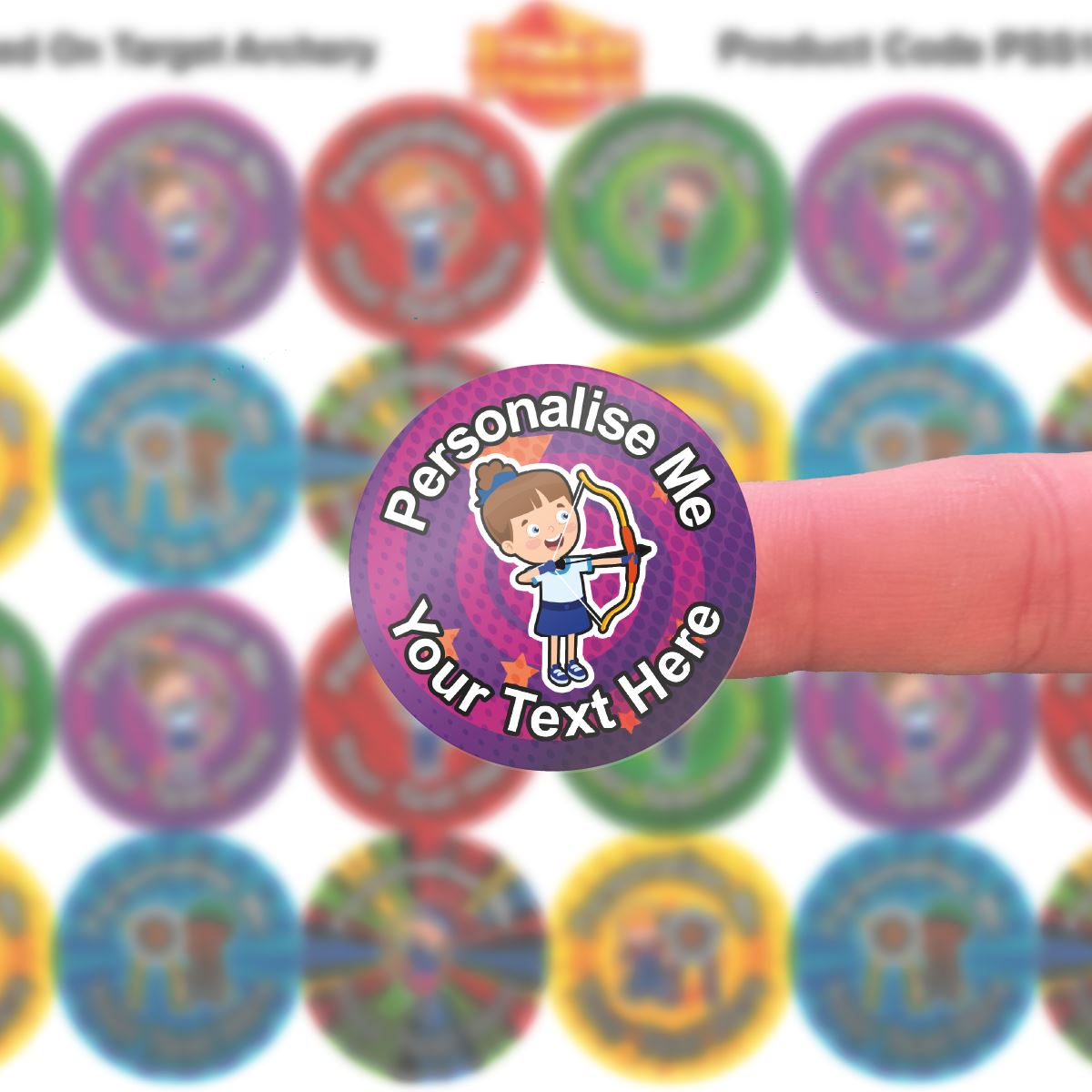 144 On Target Archery Themed Personalised 30mm Reward Stickers for School Teachers, Parents and Nursery