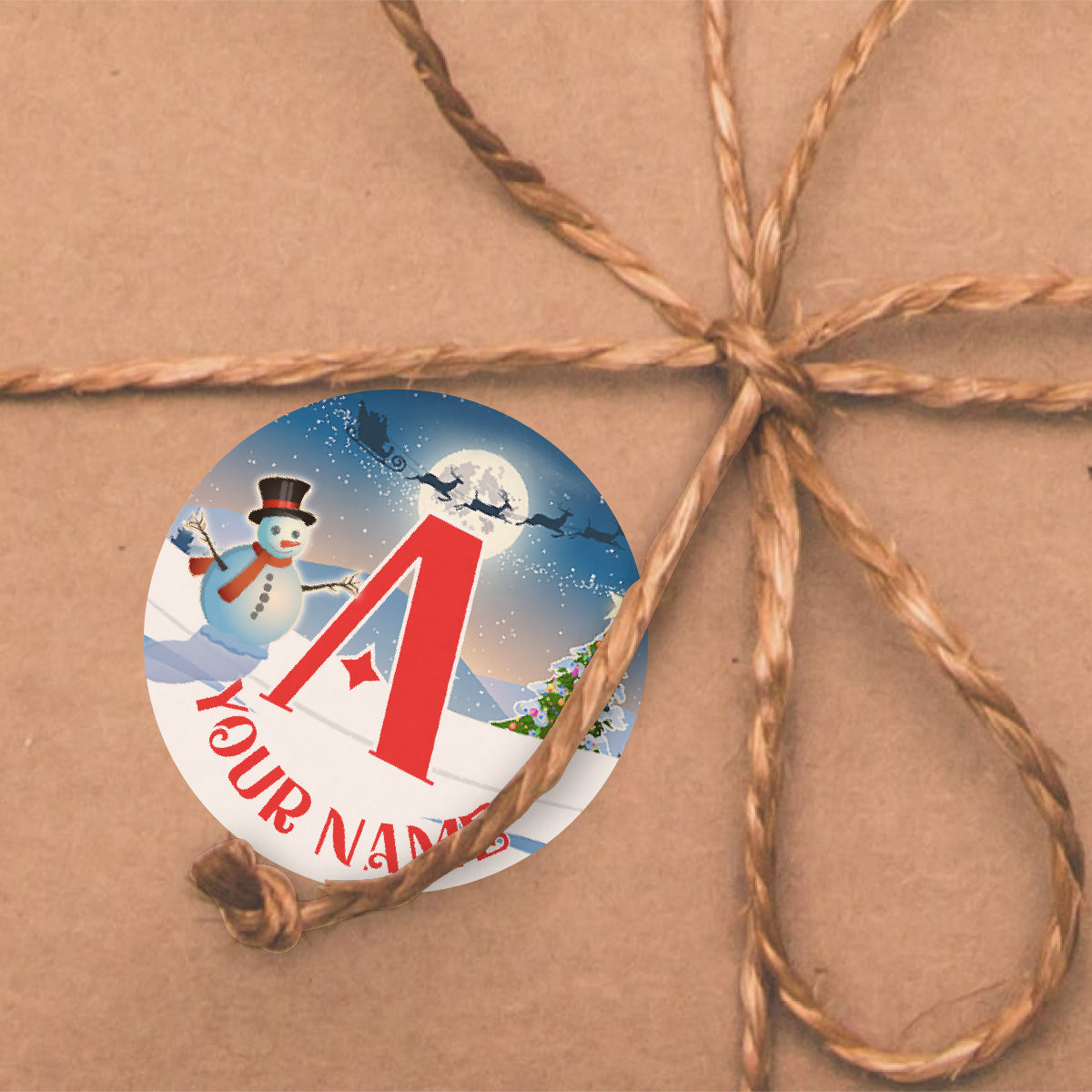 144 Personalised Merry Monogram 30mm Christmas Initial Stickers for School Teachers, Parents, Gifts, Events