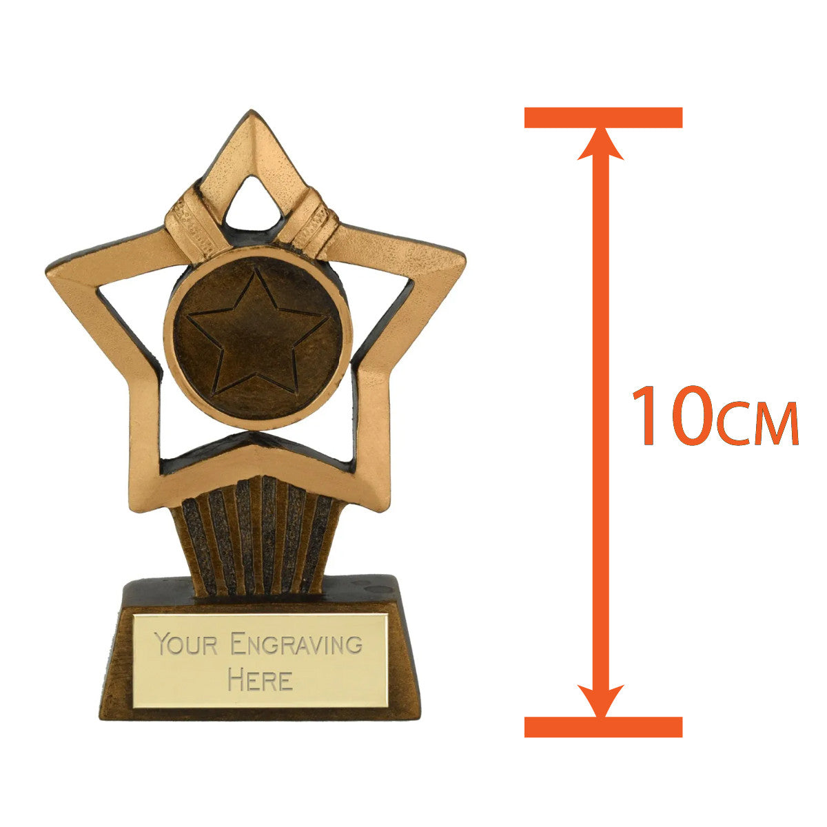 Sticker Stocker - Mini Star Plus Gold Star Award Trophy 10cm Resin FREE engraving and Certificate