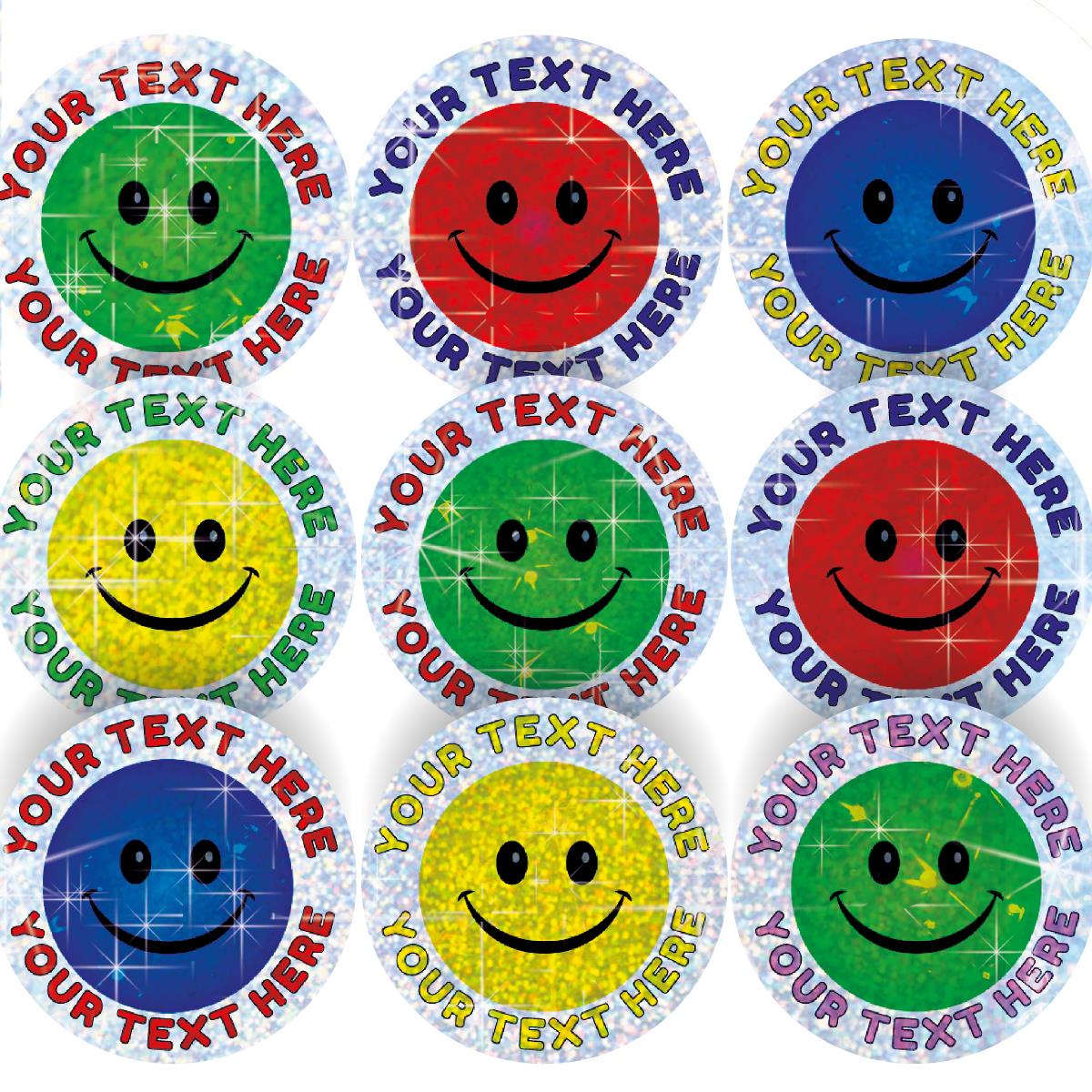 96 Personalised Sparkle Smiles 30mm Reward Stickers + 60 Free Sparkle Smiles for School Teachers, Parents and Nursery