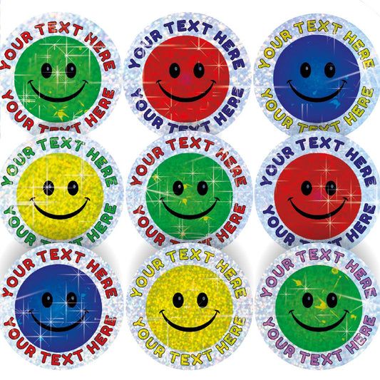 96 Personalised Sparkle Smiles 30mm Reward Stickers + 60 Free Sparkle Smiles for School Teachers, Parents and Nursery