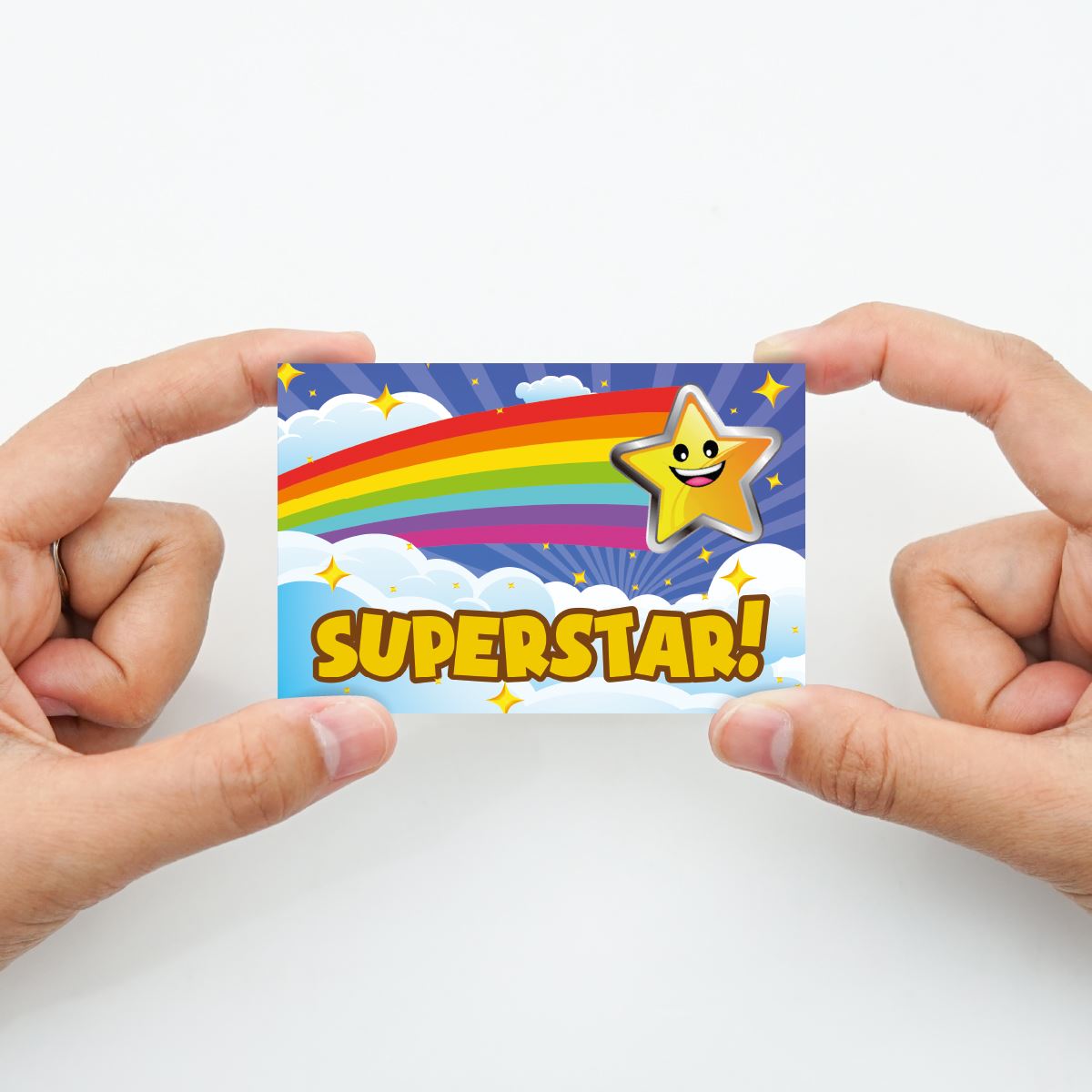30 Superstar award cards for school teachers, wallet sized glossy reward cards