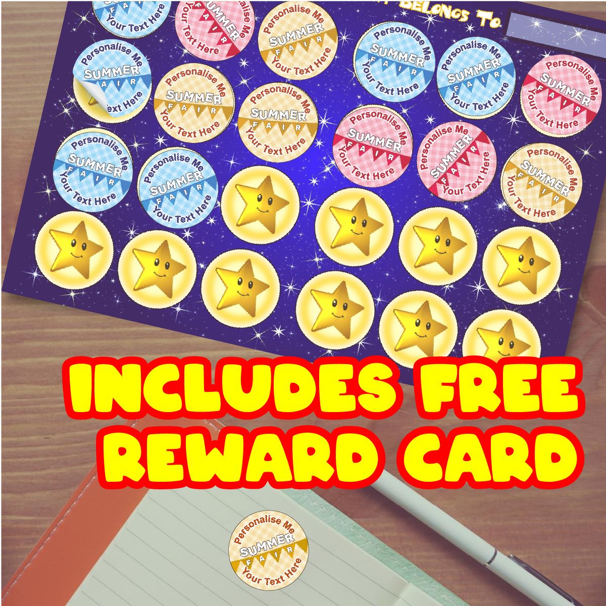 144 Summer Fair Personalised 30mm Reward Stickers for School Teachers