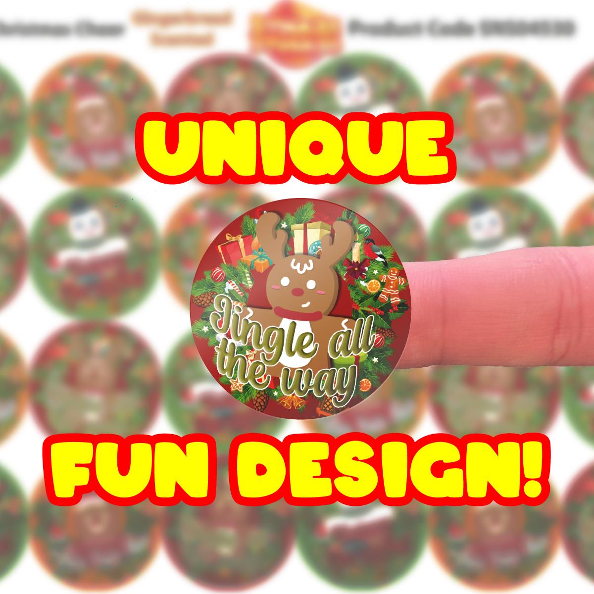 120 Christmas Cheer Gingerbread Scented Stickers - 30mm Scented Stickers - For Teachers Nursery Parents