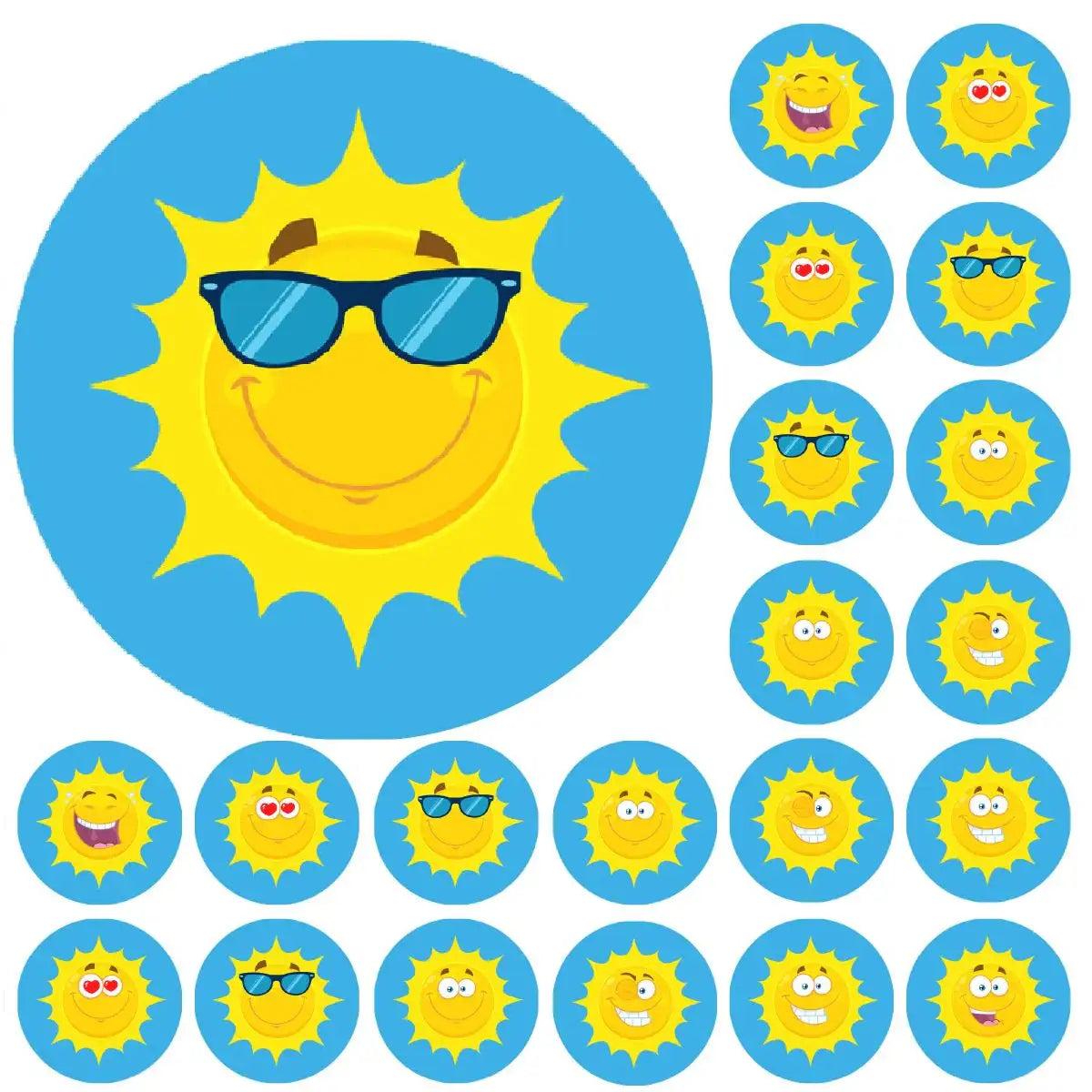 Mini Sun Sticker Photo 900 mini happy sun 10mm Spots Reward Stickers - Sticker Stocker