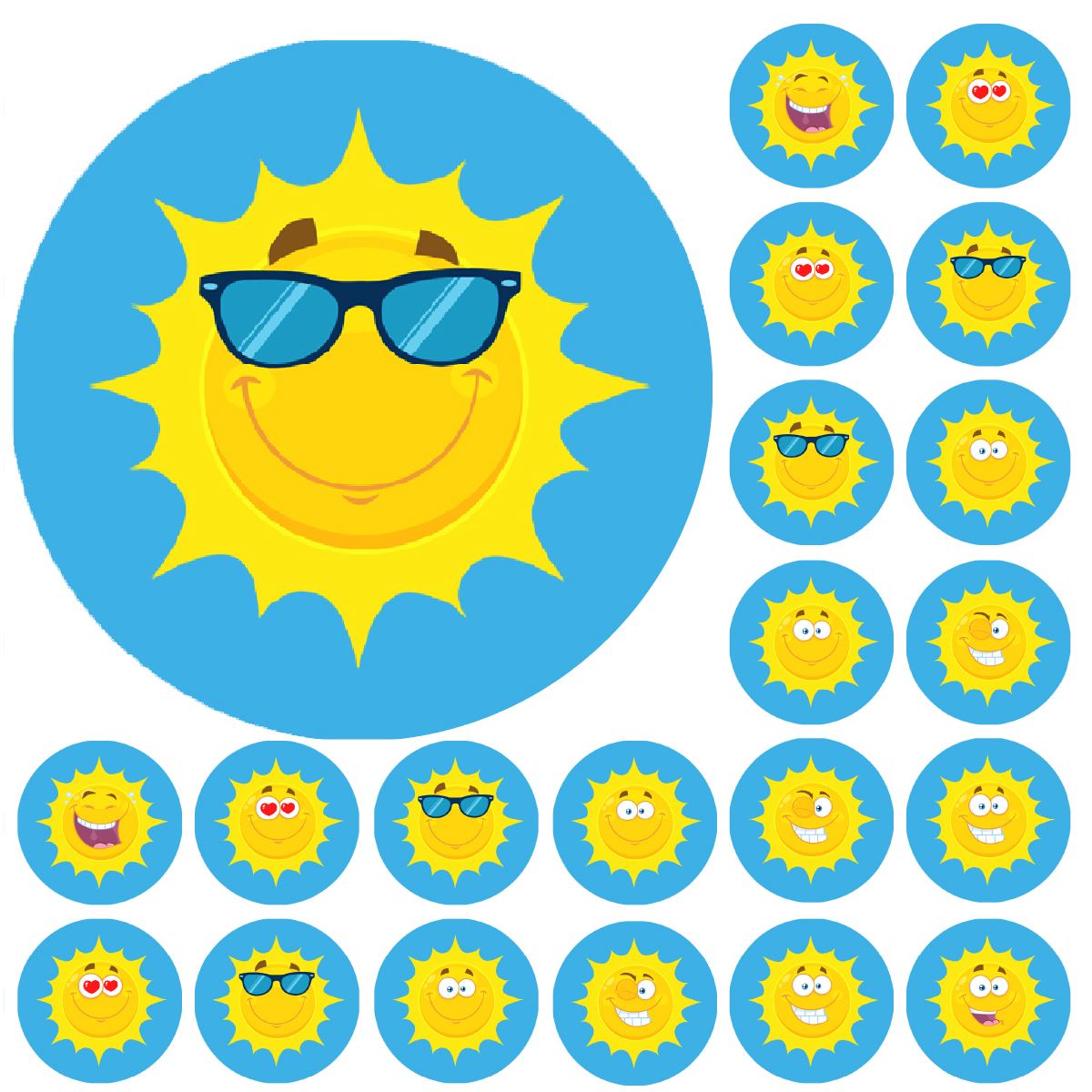 900 Mini Happy Sun 10mm Spot Reward Stickers for Teachers and Planner Charts