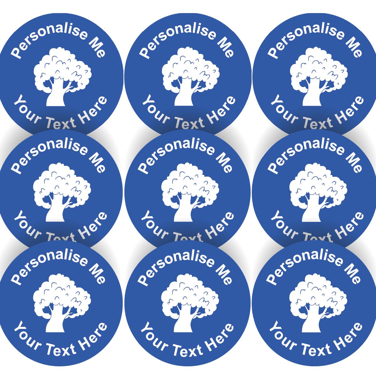 144 Blue Tree Personalised 30mm Reward Stickers for School Teachers, Company Packaging