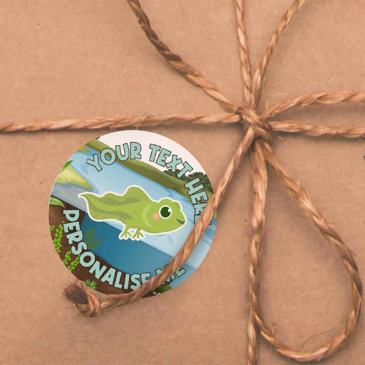 144 Personalised Tadpoles and Frogs 30mm Reward Stickers for School Teachers, Parents