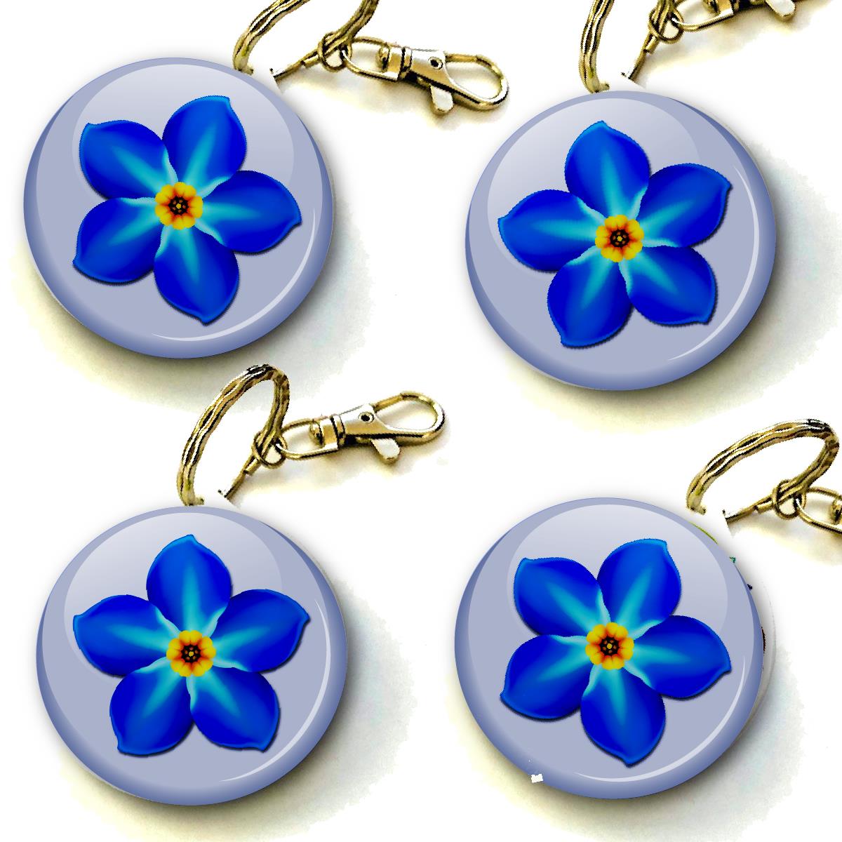 Forget Me Not Alzheimer's Dementia Awareness Keyring 38mm (Pack of 8 Key Rings - 38mm)