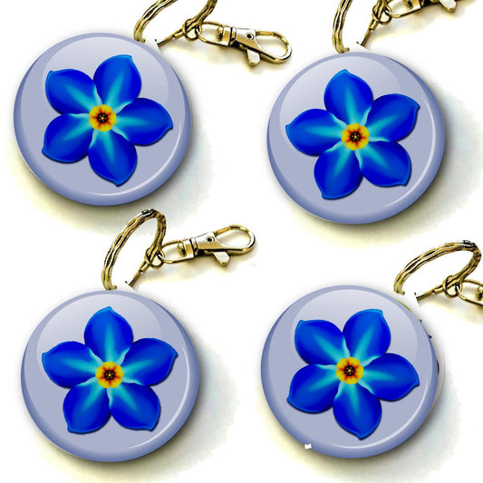 Forget Me Not Alzheimer's Dementia Awareness Keyring 38mm (Pack of 8 Key Rings - 38mm)