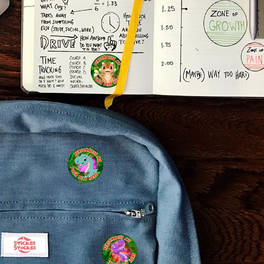 144 Personalised 30mm Jurassic Dinosaur Reward Stickers for School Teachers, Parents and Nursery