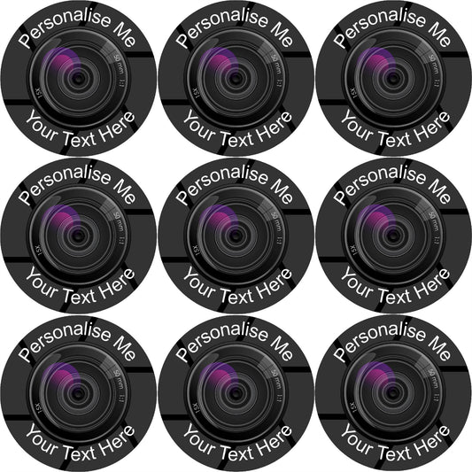 144 Personalised Camera Lens 30mm Reward Stickers for School Teachers, Parents and Nursery
