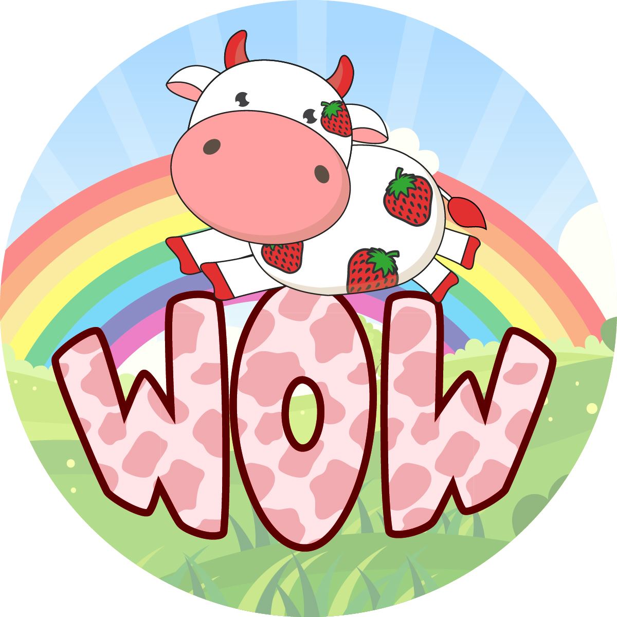 120 Strawberry Cows 30mm Scented Reward Stickers for Teachers, Parents and Party Bags