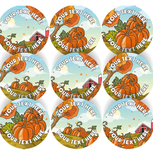 144 Personalised Pumpkin Patch 30mm Reward Stickers for Halloween, Pumpkin Picking, Farm