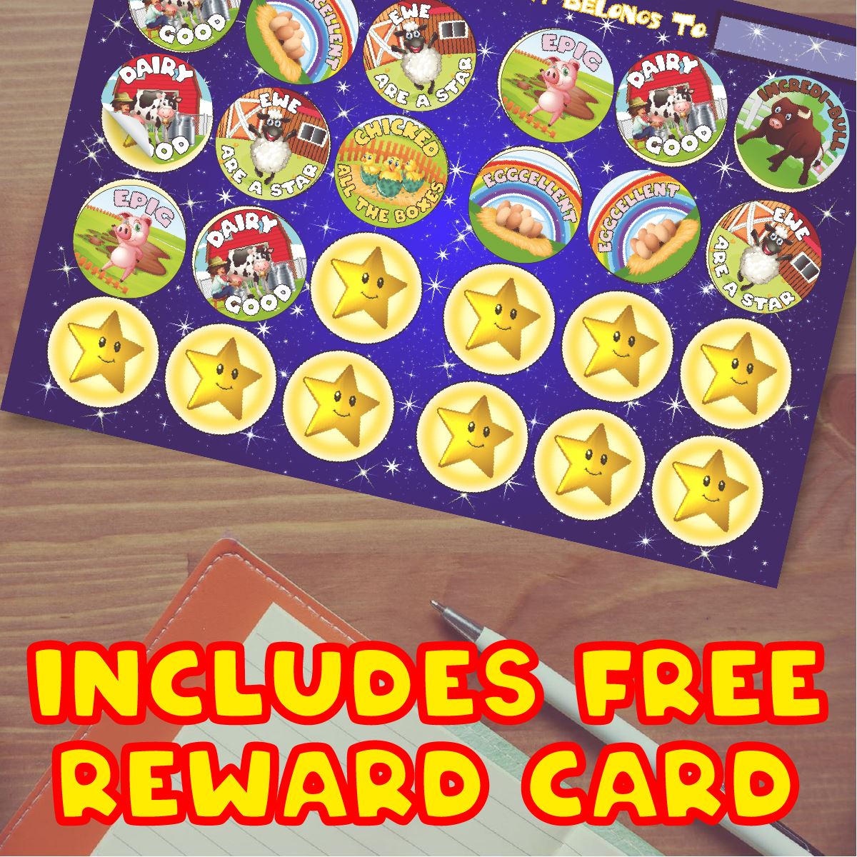 Amazing Farm Animals - 30mm - 144 Glossy Reward Stickers for Teachers & Parents