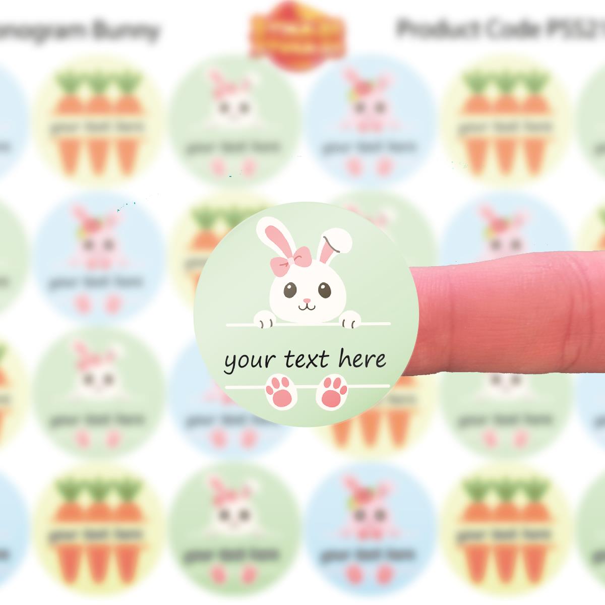 144 Monogram Easter Bunny #2 30mm Children's Reward Stickers for Teachers or Parents and Party Bags