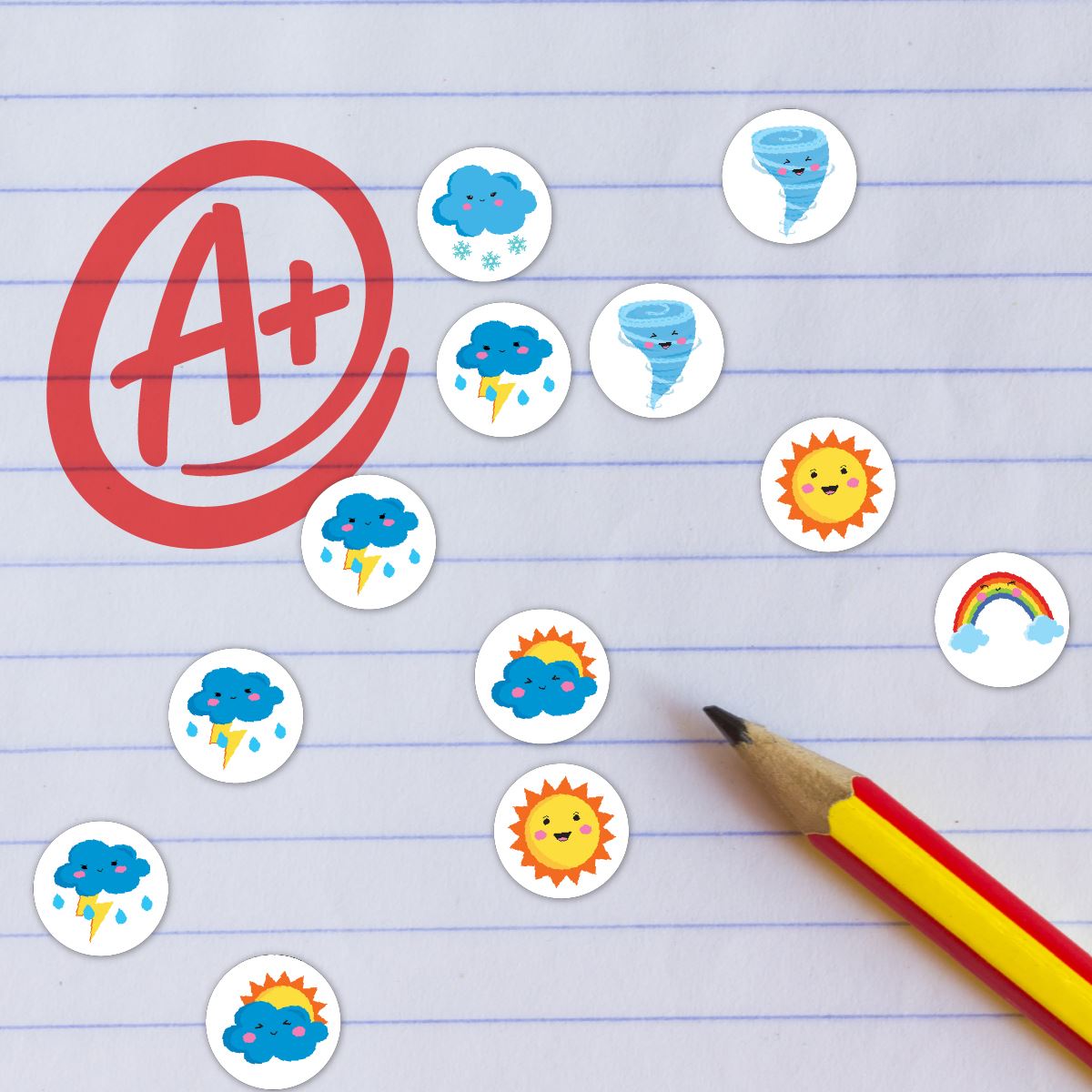 900 Mini Weather 10mm Spot Reward Stickers for Teachers and Planner Charts