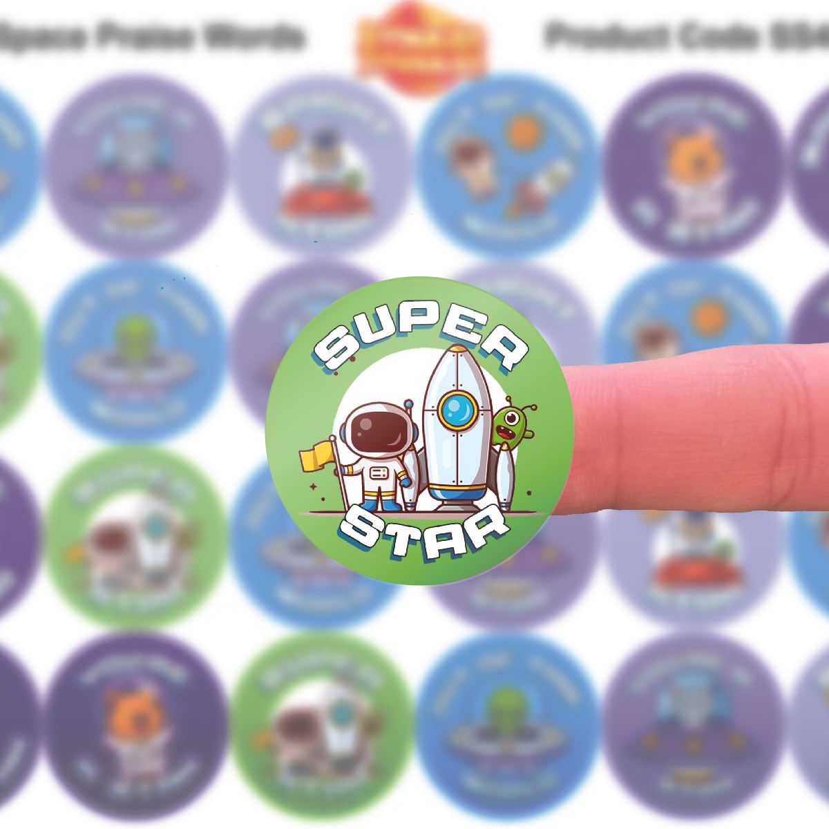 144 Outta Space Praise 30mm Children's Reward Stickers for Teachers or Parents