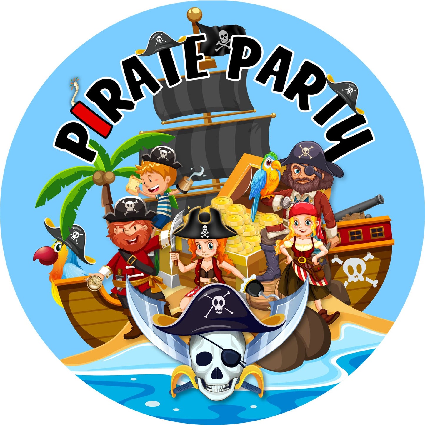 144 Pirate Party 30mm Stickers Glossy Reward Stickers