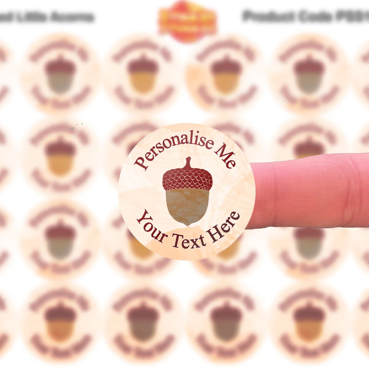 144 Little Acorn Personalised 30mm Reward Stickers for School Teachers, Parents, Company Packaging