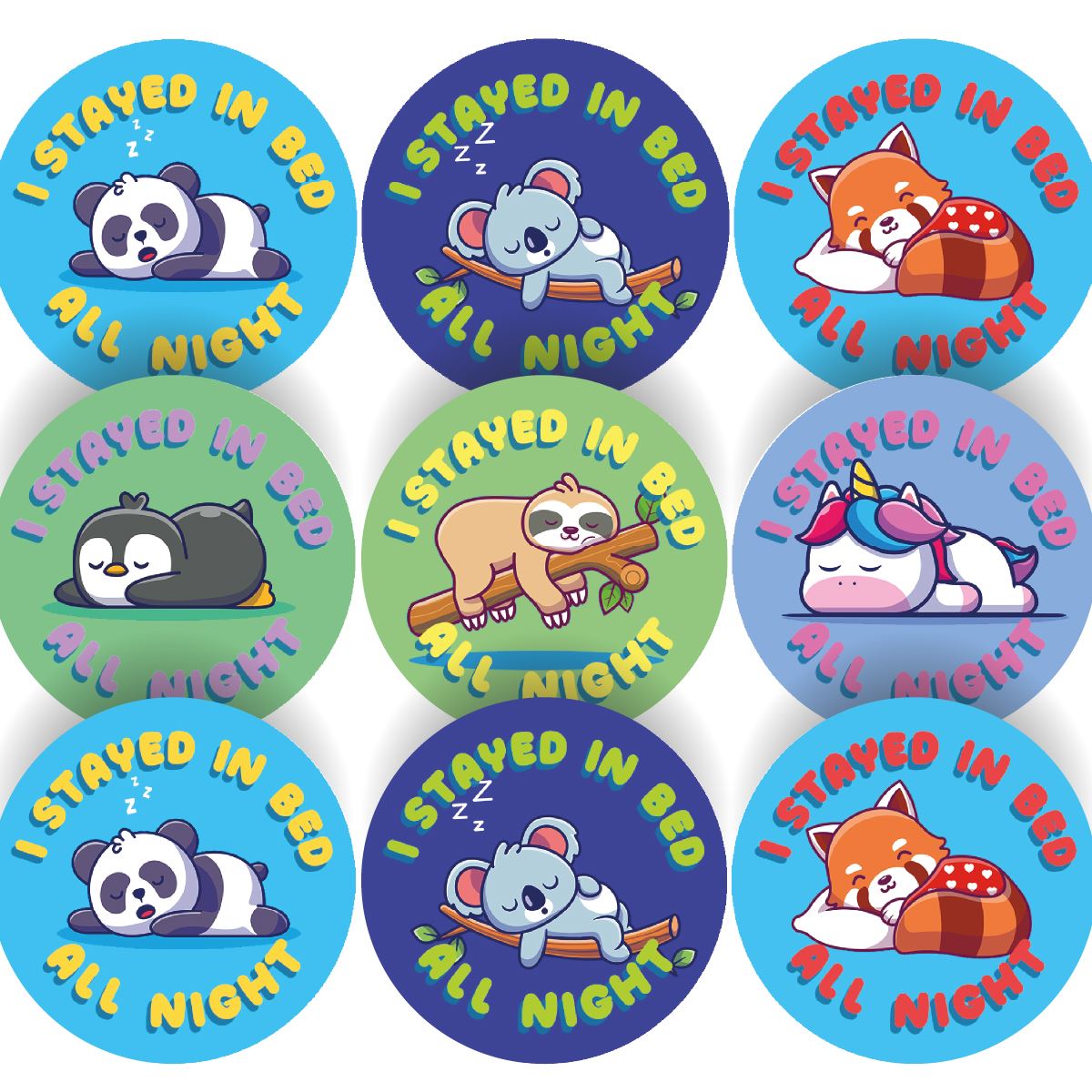 I Stayed In Bed All Night 30mm Sleep Training Reward Stickers for Teachers or Parents