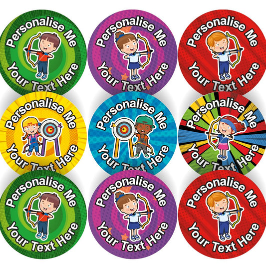 144 On Target Archery Themed Personalised 30mm Reward Stickers for School Teachers, Parents and Nursery