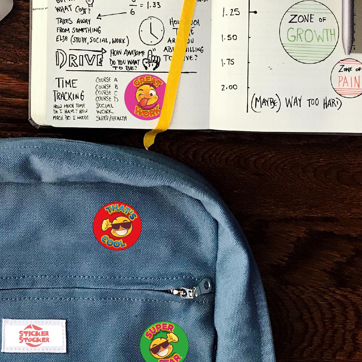 144 Praise Word Smiles 30mm Glossy Reward Stickers