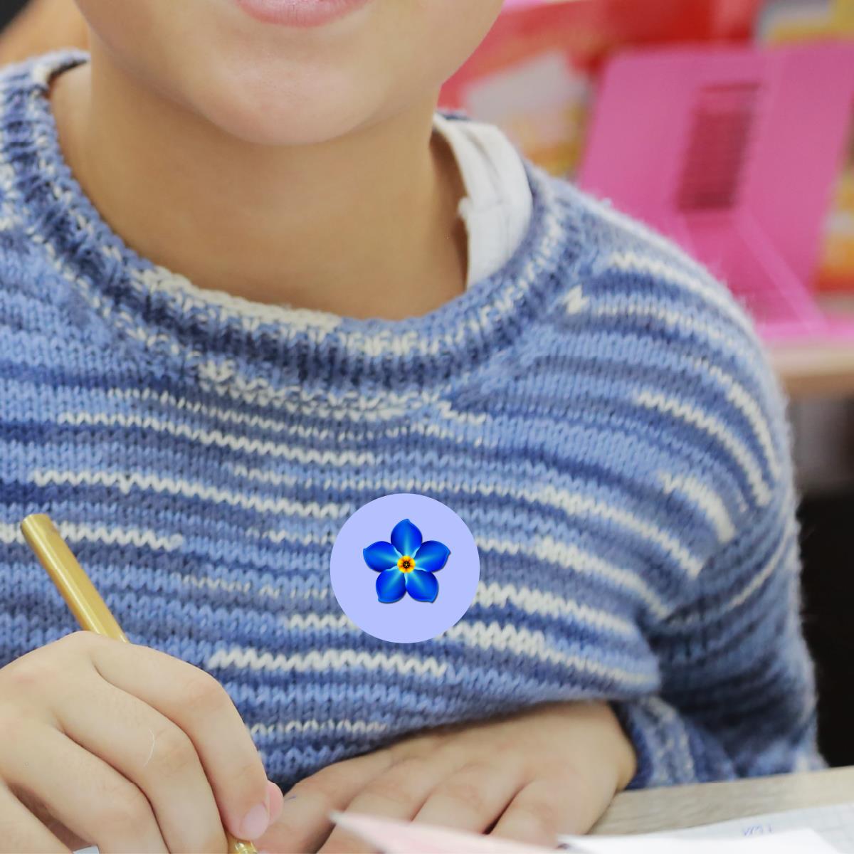 144 Forget Me Not 30mm Reward Stickers for Schools, Remembrance, Dementia Awareness