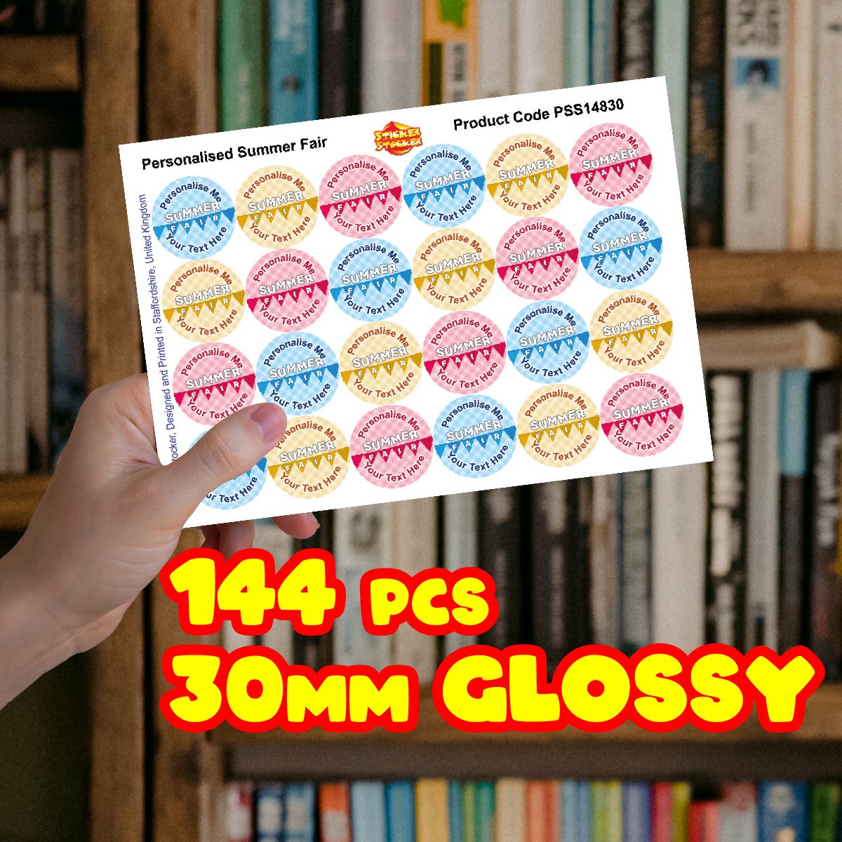 144 Summer Fair Personalised 30mm Reward Stickers for School Teachers