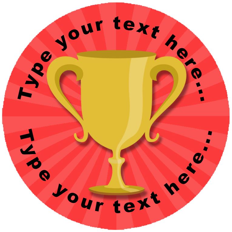 144 Trophy Personalised 30mm Reward Stickers for School Teachers, Parents and Nursery