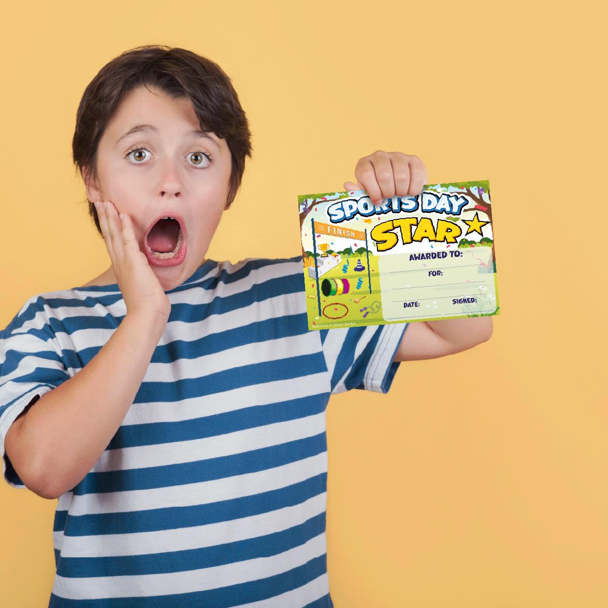 30 Sports Day Star certificates for school teachers, 250gsm A5 silk finish card