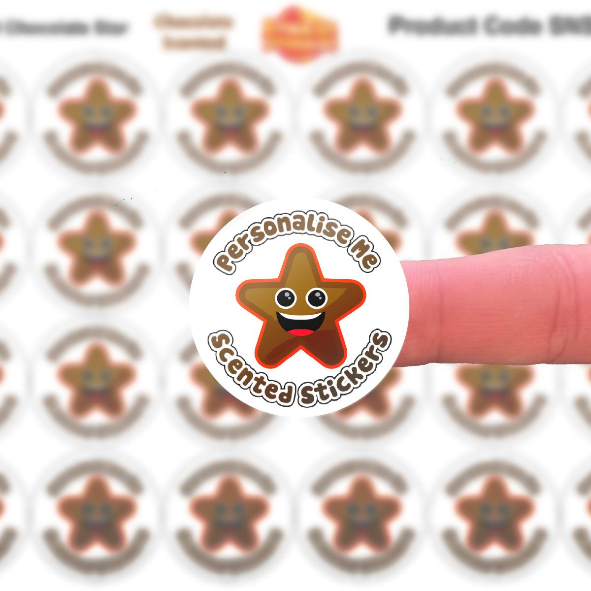 120 Scented Chocolate Star - Personalised 30mm Chocolate Scented  Stickers - For Teachers Nursery Parents