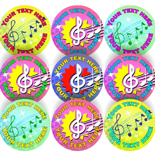144 Personalised Music Awards 30mm Reward Stickers for School Teachers, Parents and Nursery