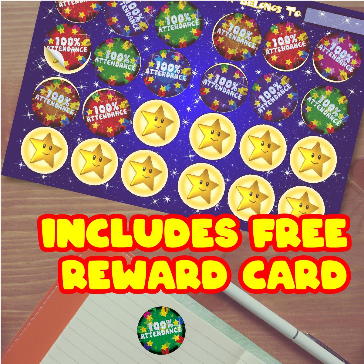 96 Sparkle Attendance Stickers 30mm + 60 Free Sparkle Smiles Reward Stickers for Teachers, Parents and Schools