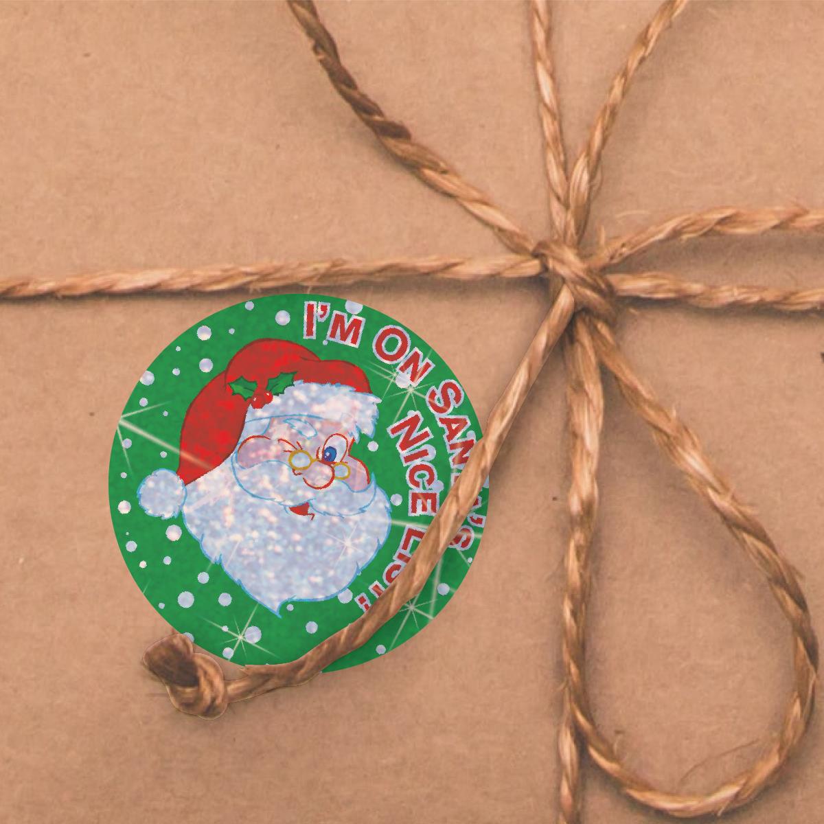 96 Sparkle Santa's Nice List Stickers 30mm + 60 Free Sparkle Smiles Reward Stickers for Teachers, Parents and Schools