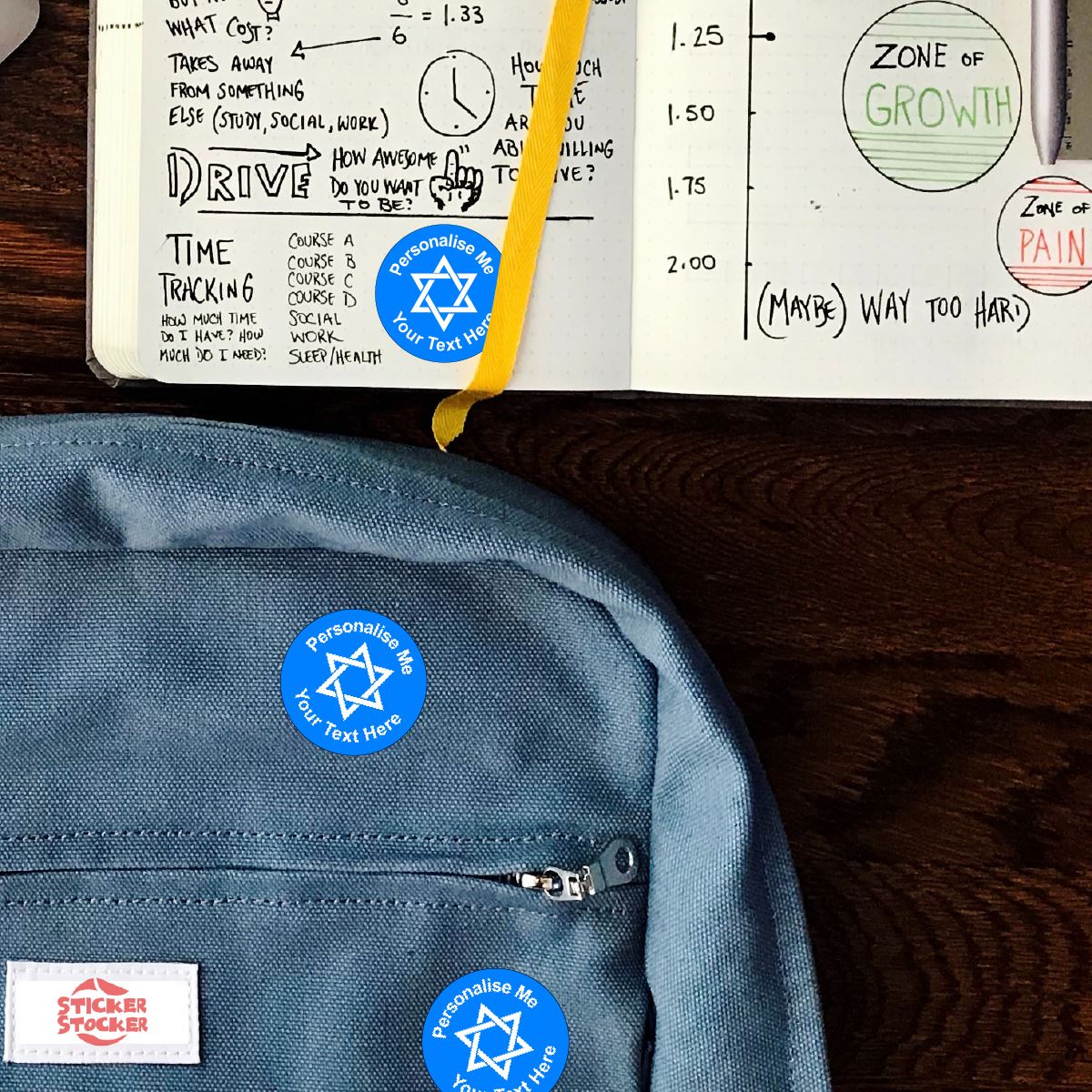 144 Personalised Star of David 30mm Jewish Reward Stickers for School Teachers, Parents and Nursery