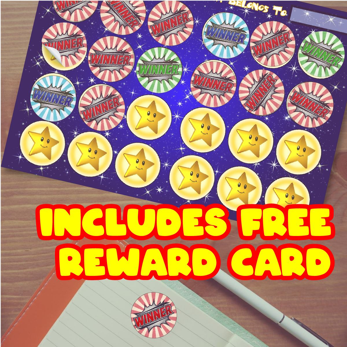 144 Colourful Prize Winner Stickers - 30mm Glossy Reward Stickers for Teachers & Parents