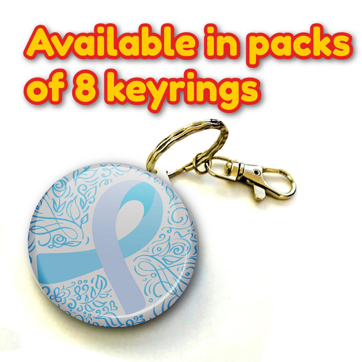 Blue Ribbon Prostate Cancer Awareness Keyring 38mm  (Pack of 8 Key Rings - 38mm)