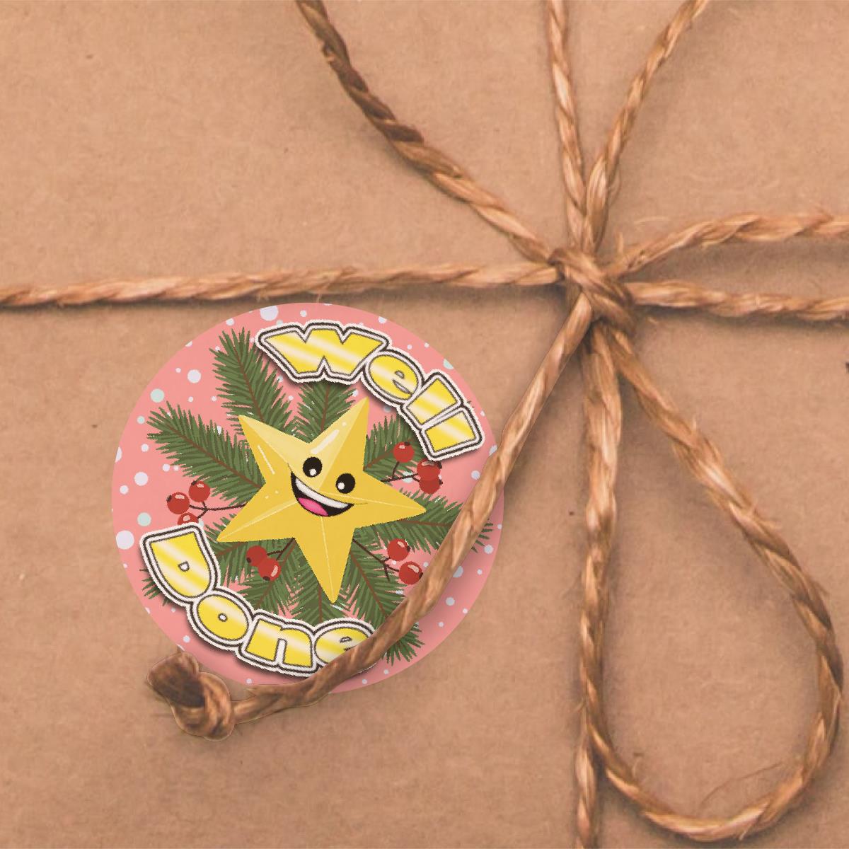 120 Christmas Well Done Star Pine Scented Stickers - 30mm Scented Stickers - For Teachers Nursery Parents