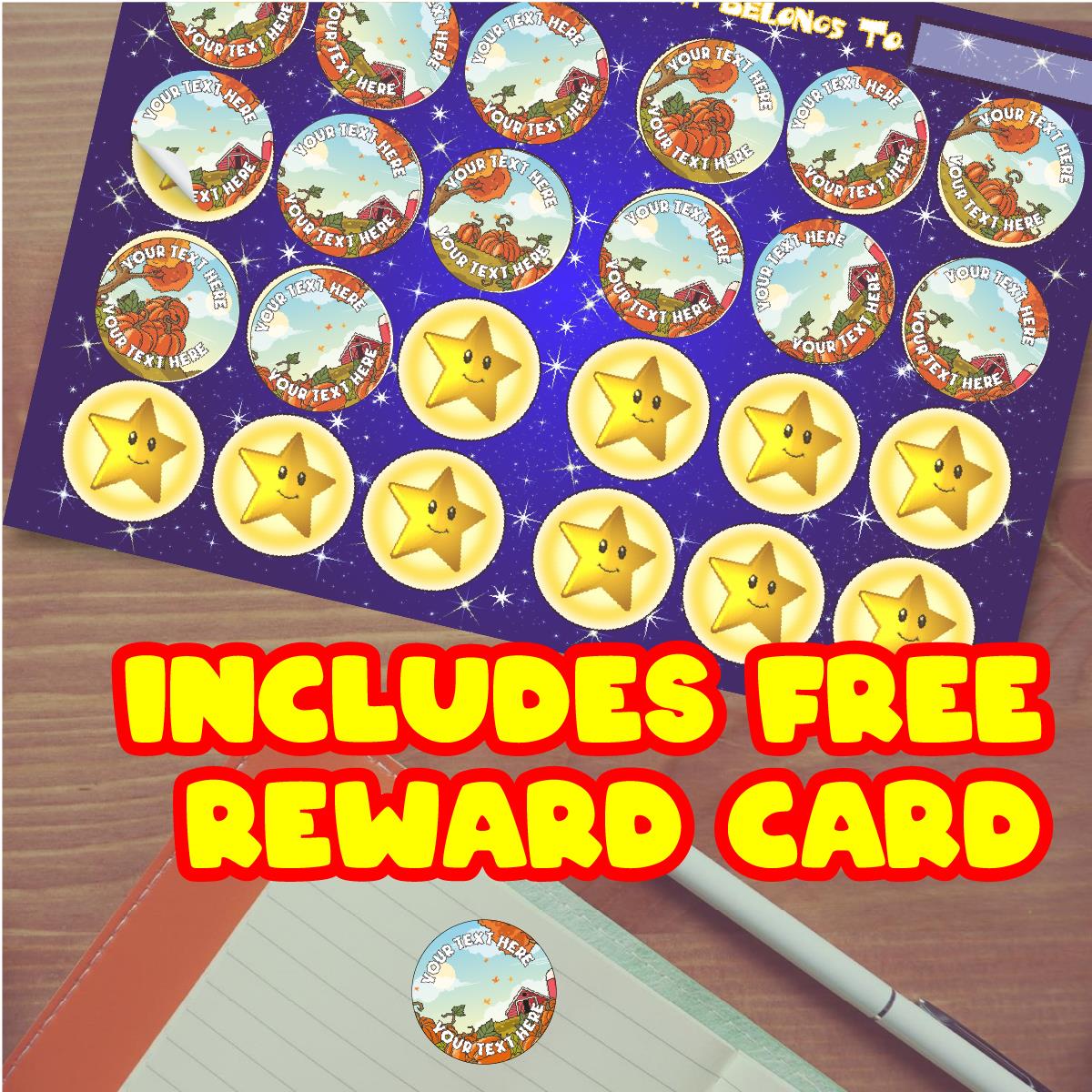 144 Personalised Pumpkin Patch 30mm Reward Stickers for Halloween, Pumpkin Picking, Farm