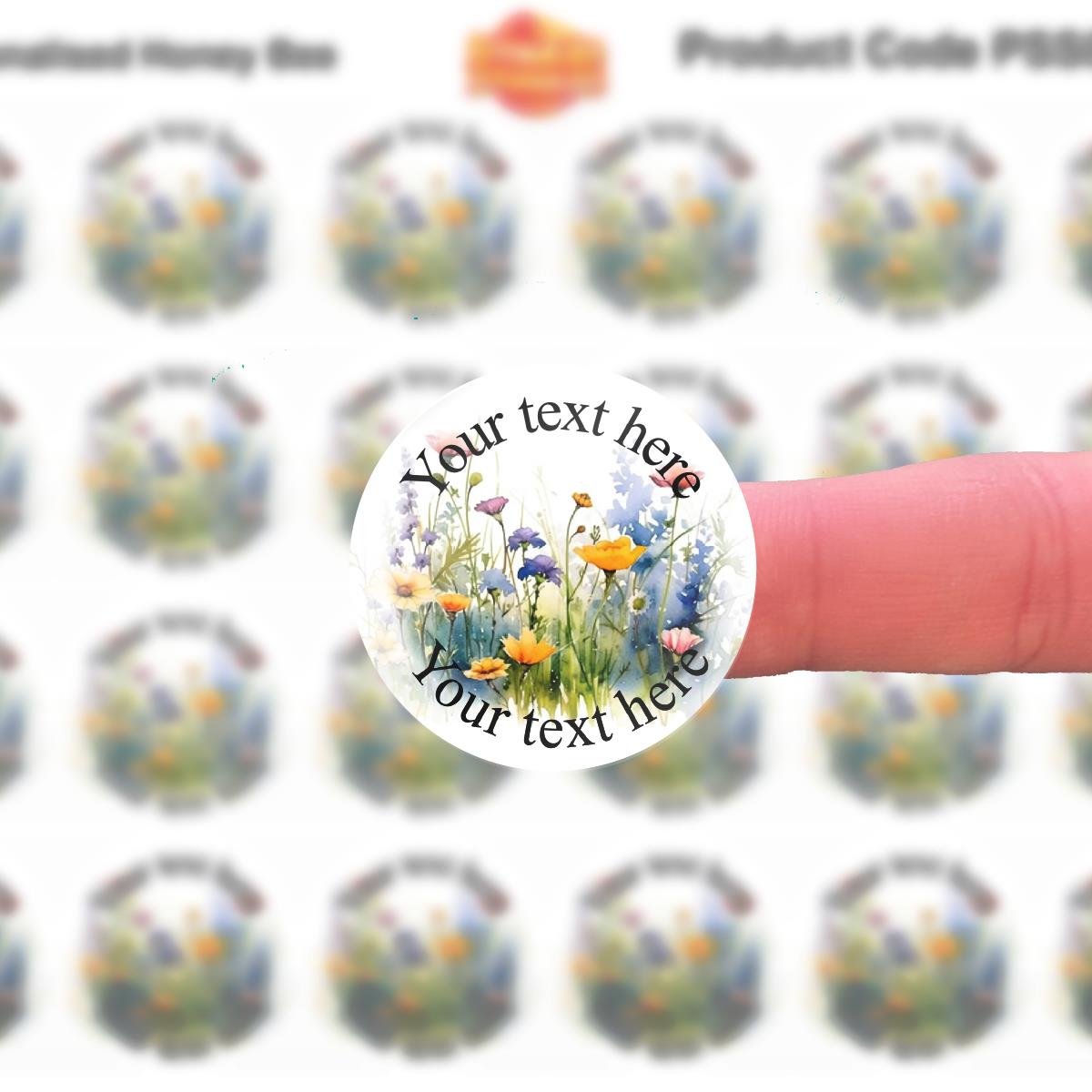 144 Personalised Wild Flowers 30mm Glossy Stickers Labels