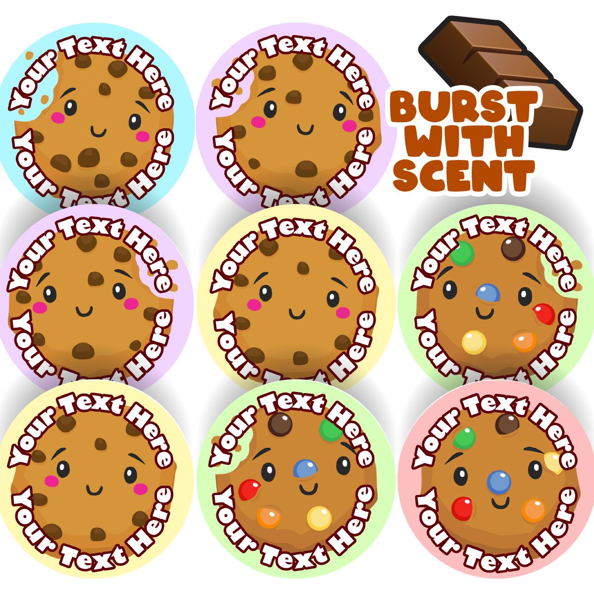 120 Chocolate Scented Personalised Stickers - Smart Cookie - Personalised 30mm Scented  Stickers - For Teachers Nursery Parents