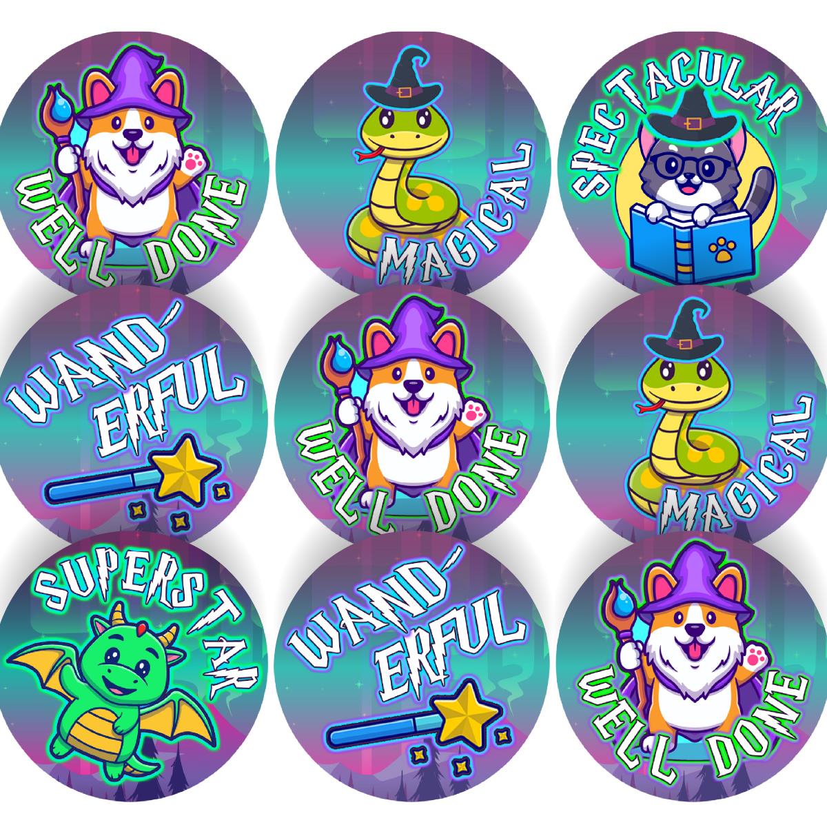 144 Wonderful Wizards Reward Stickers - 30mm - Teacher Parents School Nursery