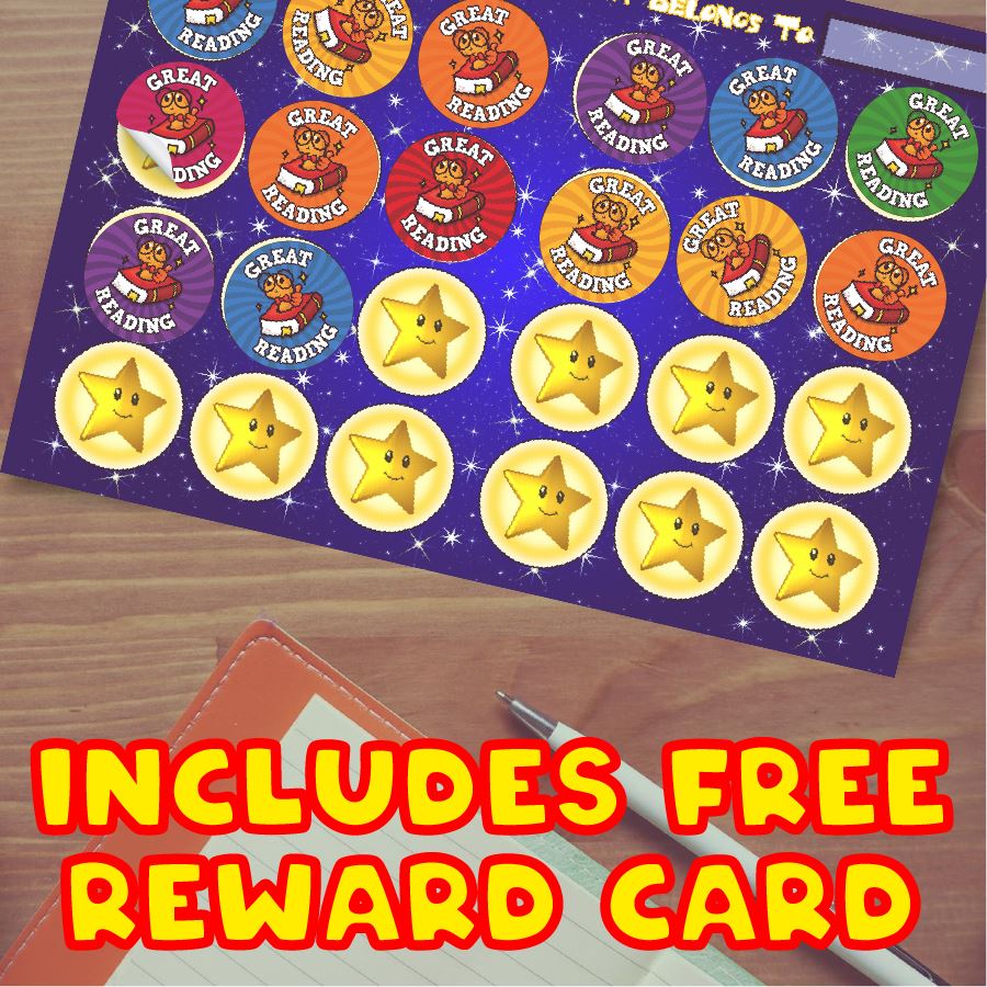 144 Great Reading Book Worm - 30mm - Glossy Reward Stickers for Teachers & Parents