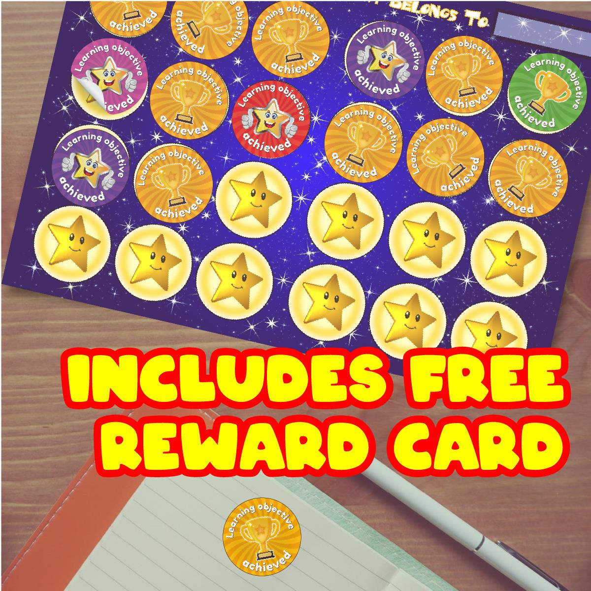 144 Learning Objective Achieved - 30mm - Glossy Reward School Stickers for Teachers & Parents