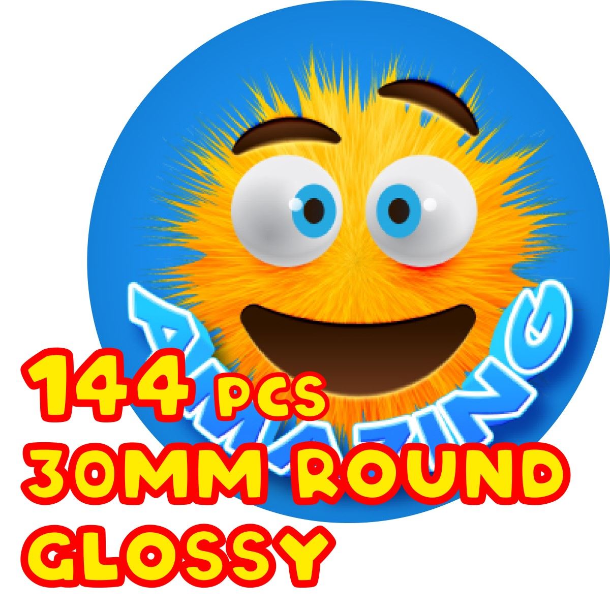 144 Furry Face Praise Word Rewards 30mm Glossy Stickers