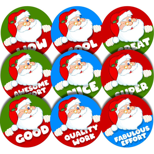 144 Santa Praise Words 30mm Glossy Christmas Reward Stickers
